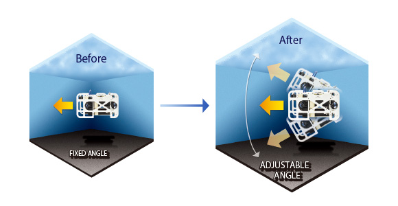 Underwater drone that can expand the shooting range by adjusting the angle of the fuselage in the vertical direction